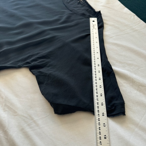 7 For All Mankind Women's 100% Silk Short Sleeve Oversized Top Small Tie Waist - Picture 10 of 13